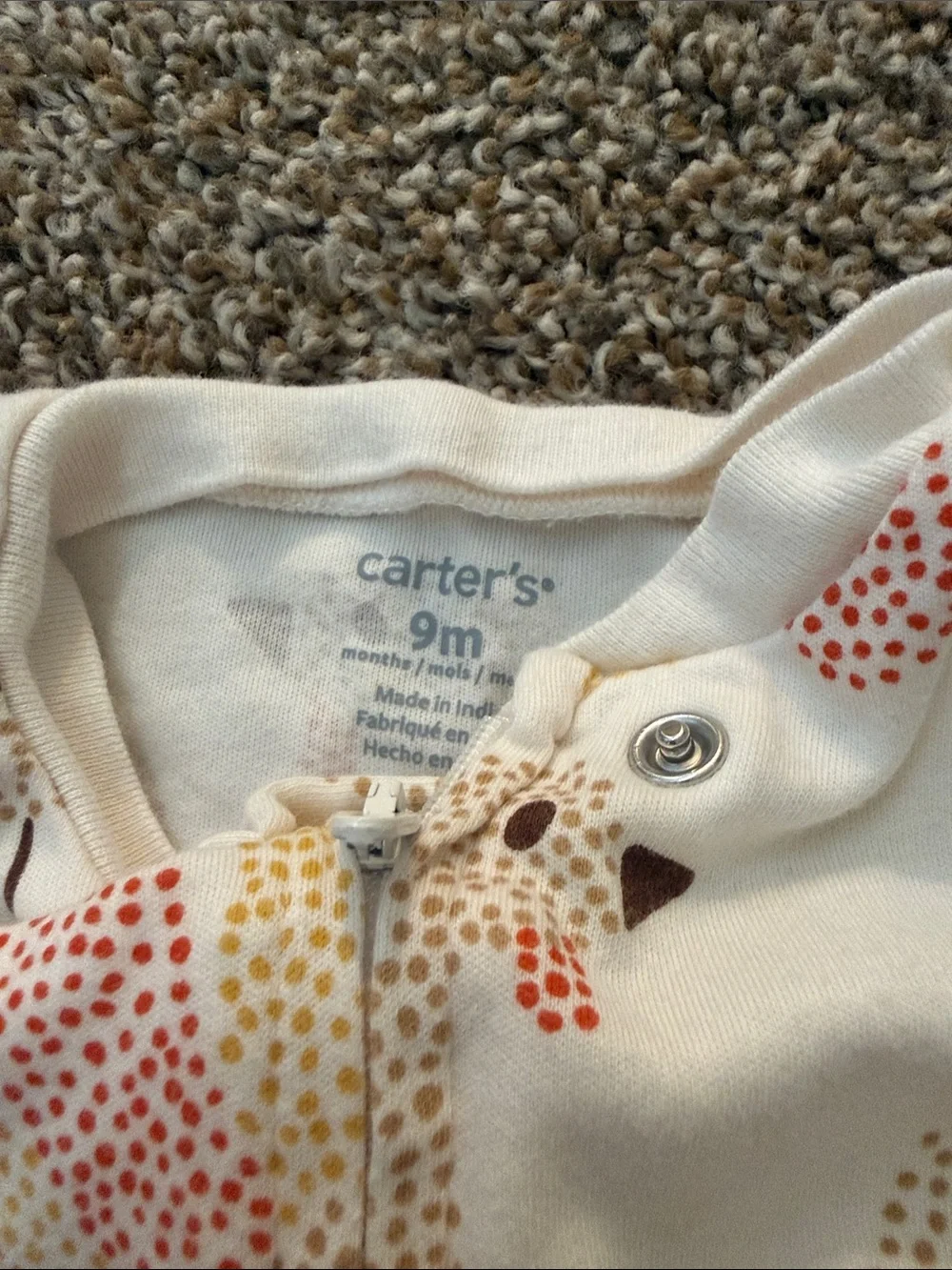 Thanksgiving Kids White One-Piece Footed Pajamas with Multicolor Bird Print